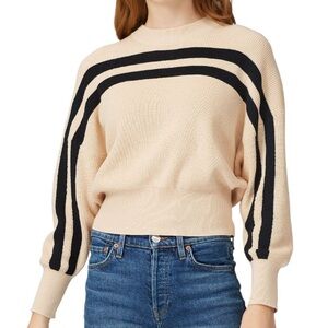 The Fifth Label Cream Crewneck Sweater with Black Stripes